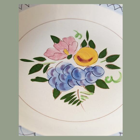 Vintage Mid Century Hand Painted Stangl Fruits and Flowers Shallow Bowl - Picture 3 of 5